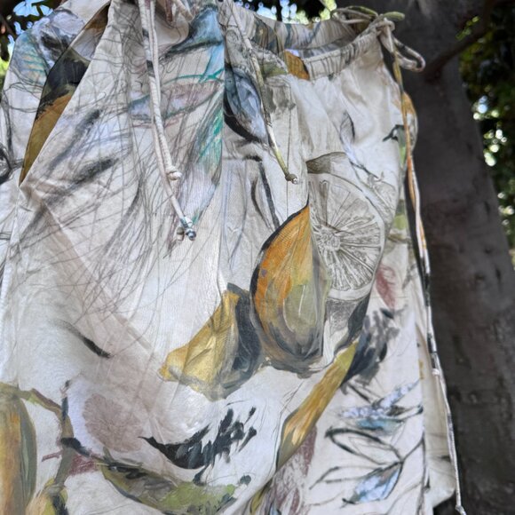 Zara lemon printed high waist summer midi skirt S - Picture 6 of 8